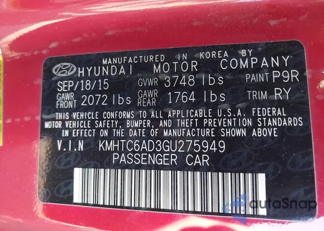2016 Hyundai Veloster from USA, damaged, VIN KMHTC6AD3GU275949